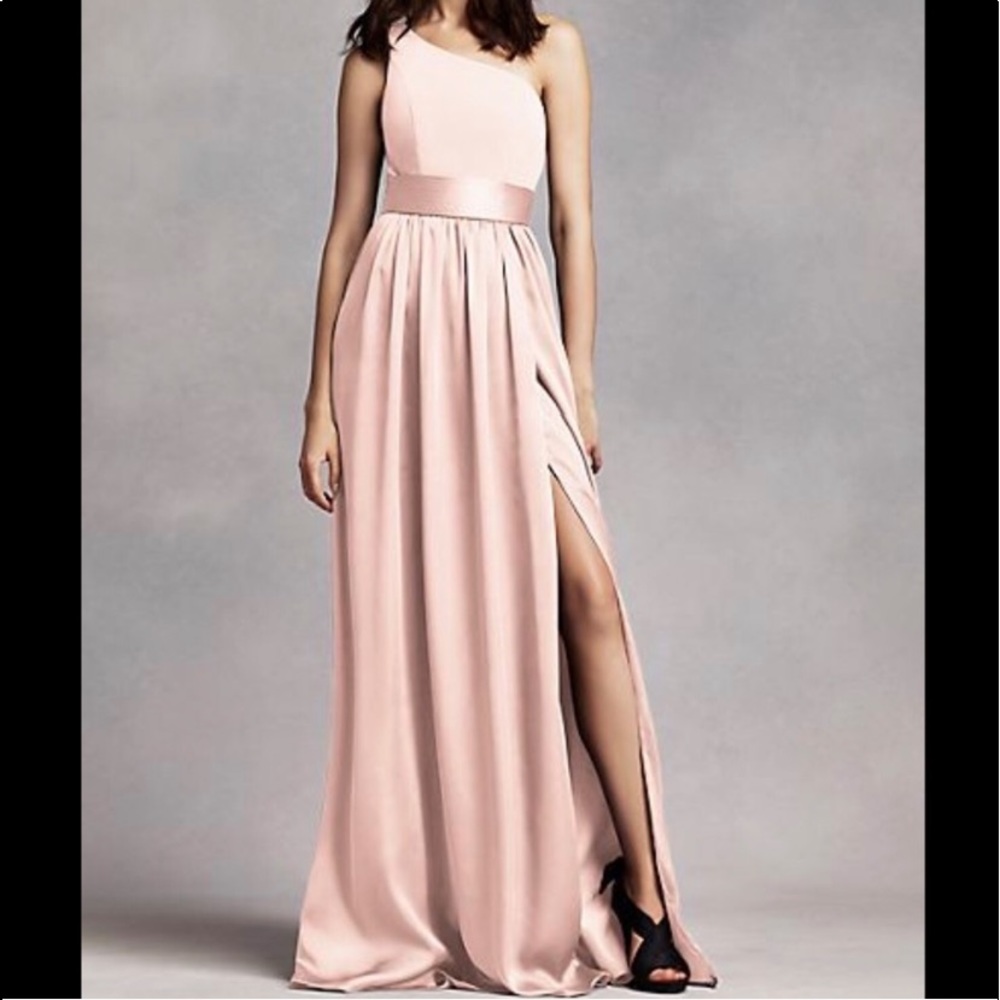 Blush One Shoulder Vera Wang Bridesmaid Gown